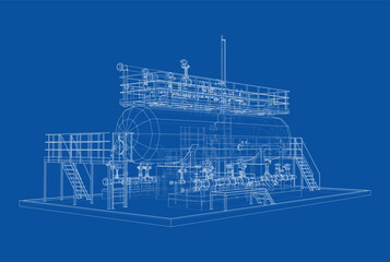 Industrial tank with valves. Vector rendered of 3d