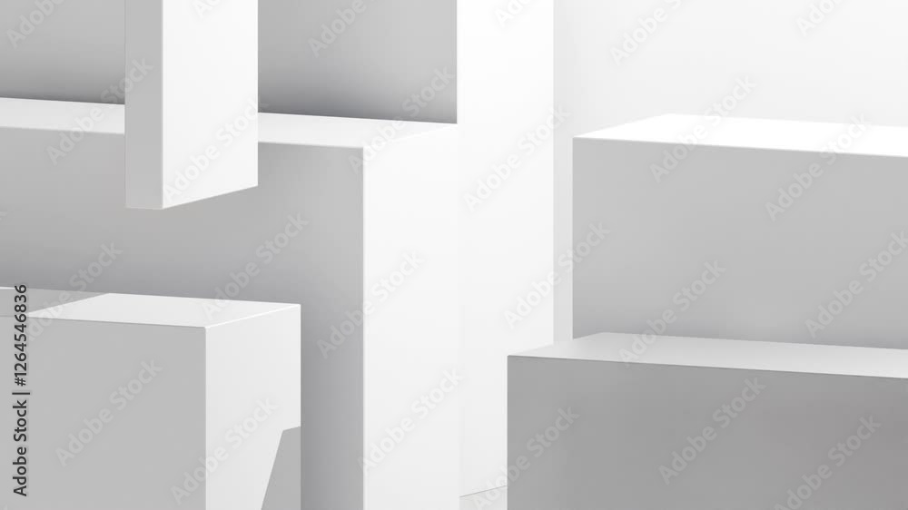 Poster 3d rendering of block or cube geometric on white background
