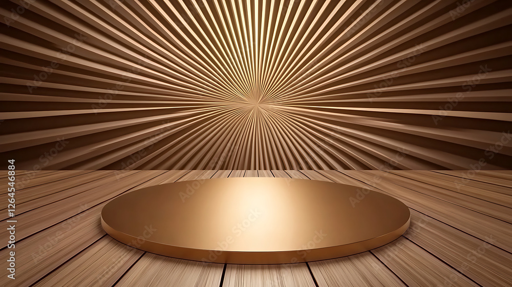 Aufkleber radiant stage presentation platform with wooden backdrop and floor design scene display concept