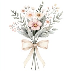 Obraz premium Watercolor pastel wildflower bouquet flowers illustration blossoms.