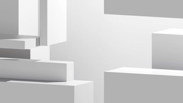 3d rendering of block or cube geometric on white background