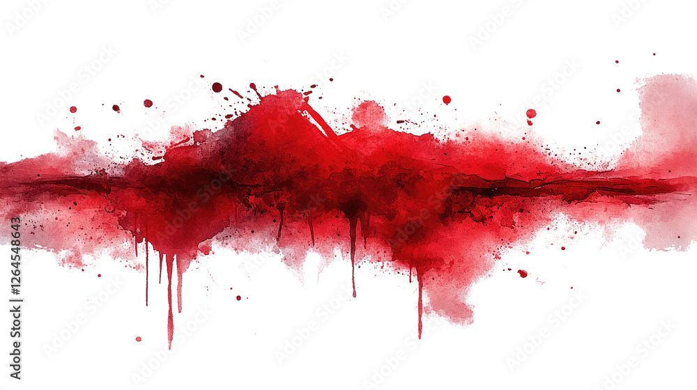 Aufkleber crimson cascade: a vibrant display of red paint explodes in a dramatic cascade of drips and splashes