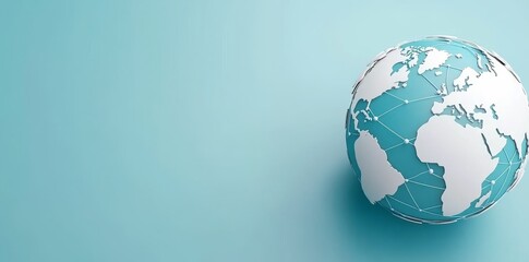 Obraz premium Abstract Blue Background with Globe and Digital Lines for Global Business Concept