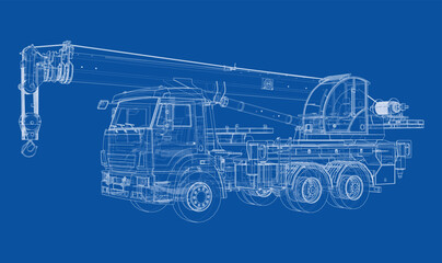 Car crane. Vector rendering of 3d