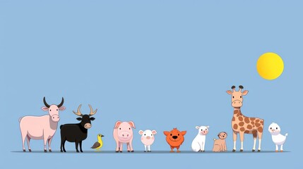 Naklejka premium Pixel Art Animals on Blue Background