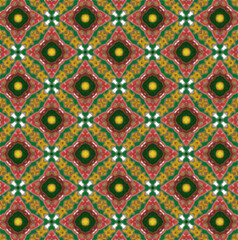 Elegant pastel red, green, and yellow flower design, ideal for wall decals, batik textiles, and stylish printed fabric designs.