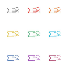 E ticket icon isolated on white background. Set icons colorful