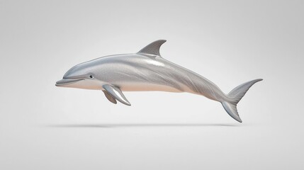 Fototapeta premium Pixel Art Dolphin Leaping On White Background