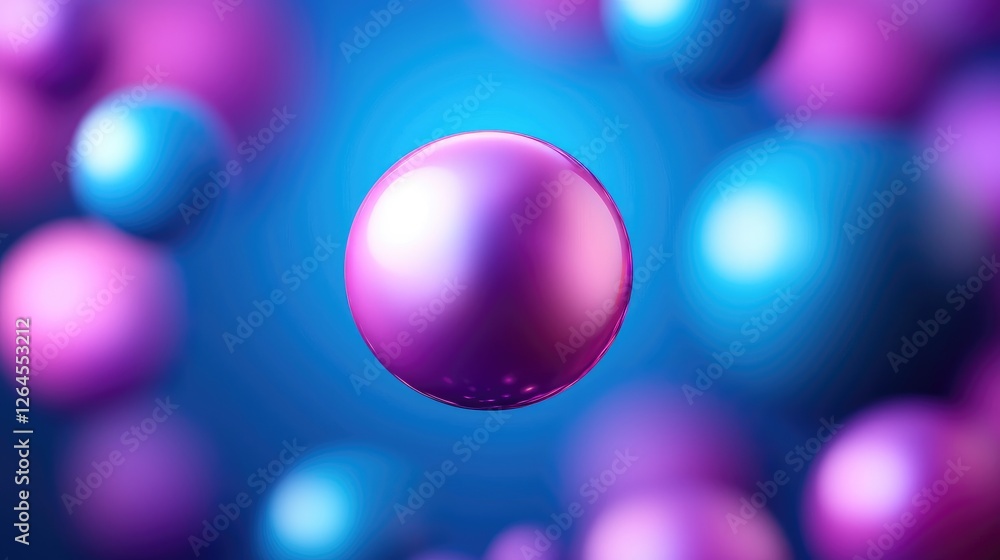 Poster dynamic floating spheres abstract background digital art colorful environment close-up view visual c