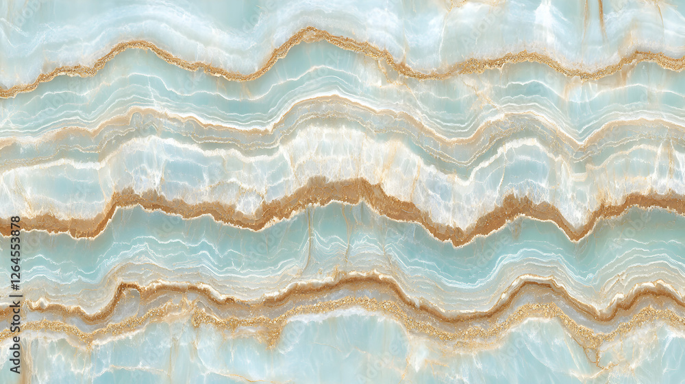 Poster stunning high-resolution image of teal and gold onyx marble texture, showcasing its elegant and luxu
