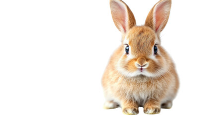 Fototapeta premium Bunny's Gaze: A captivating studio shot of a fluffy, curious bunny. The animal's soft fur, long ears, and innocent eyes evoke feelings of tenderness.