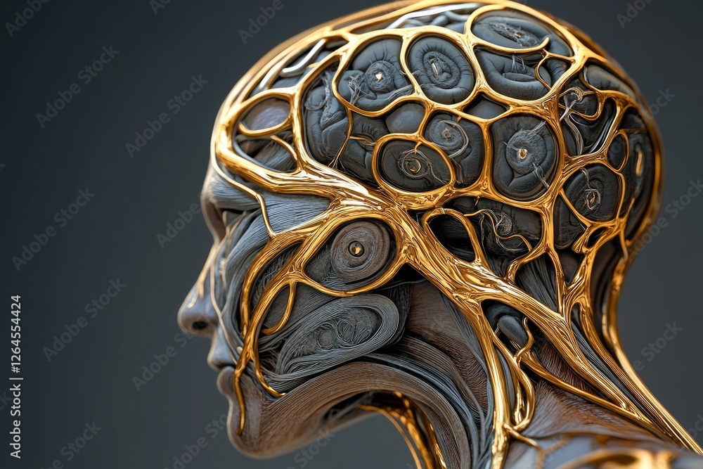 Aufkleber exploring neural networks digital art 3d render abstract close-up human mind concept