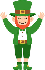 St. Patrick's Day Leprechaun Cartoon Character Raising hand illustration