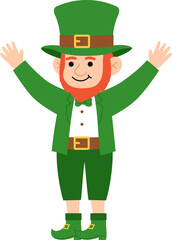 St. Patrick's Day Leprechaun Cartoon Character Raising Hand illustration