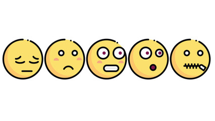 angry and sad face vector icon set