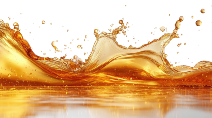 Liquid Gold: A captivating splash of golden liquid erupts in dynamic motion, showcasing intricate droplets, ripples, and the essence of refreshment.