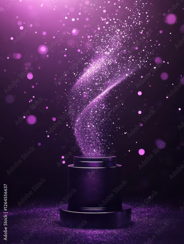 Poster violet banner dark bokeh particles glitter awards dust gradient abstract background. futuristic glit