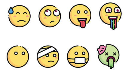 various abstract face 2d vector icon set