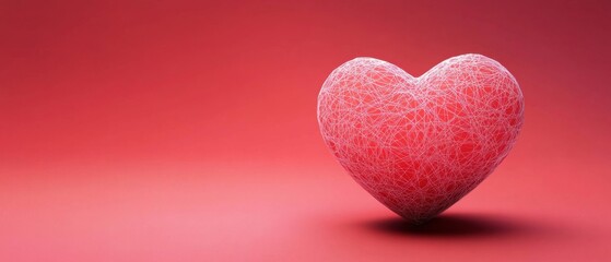 Fototapeta premium Abstract Red Heart with White Lines on Red Background Concept of Love, Romance, and Valentines Day