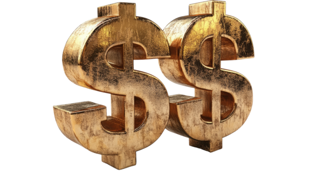 Golden Dollar Symbols: Gleaming golden dollar signs stand as powerful symbols of wealth and financial success. 