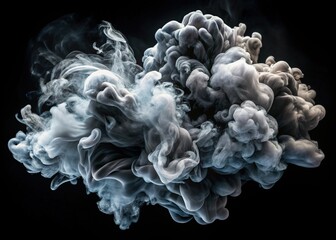 Misty Grey Smoke Effect Isolated on Black Background - Void Foggy Atmosphere