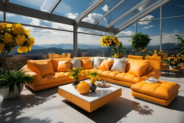 Modern Luxury Living Room with Panoramic Mountain View