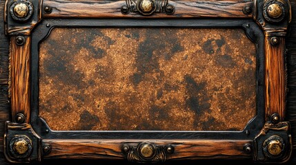 Ornate wooden frame with a textured metallic background, ideal for showcasing art or messages