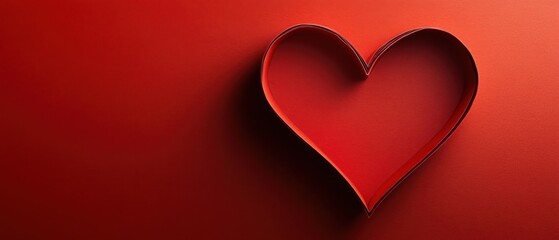 Elegant Red Heart Shape on Textured Background for Valentines Day, Love and Romance Concept