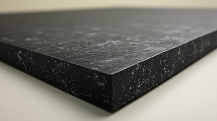 Close-up of a textured black stone surface showcasing its intricate patterns and edges