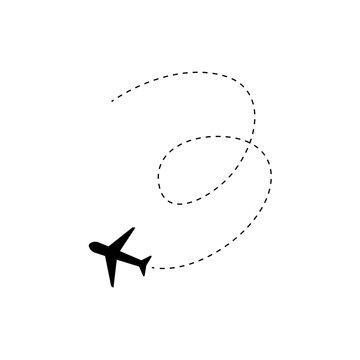 airplane route with dashed line path