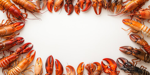 Draufsicht auf einen Rahmen mit Hummer und mit Platz f&uuml;r Text in der Mitte - Werbeschild - Werbeflyer