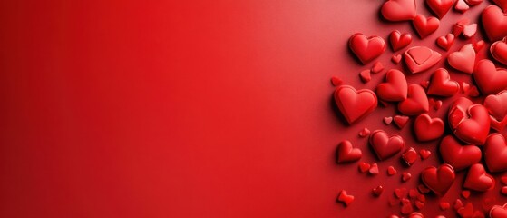 Romantic red hearts background with copy space for Valentines Day or love concept, perfect for expressing affection and creating a heartfelt message