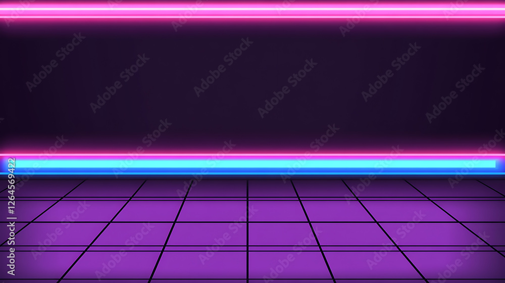 Poster retro style background with neon lights synthwave aesthetic cyberpunk inspired visual design