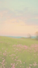 Obraz premium Pastel wallpaper spring hill flower grass field.