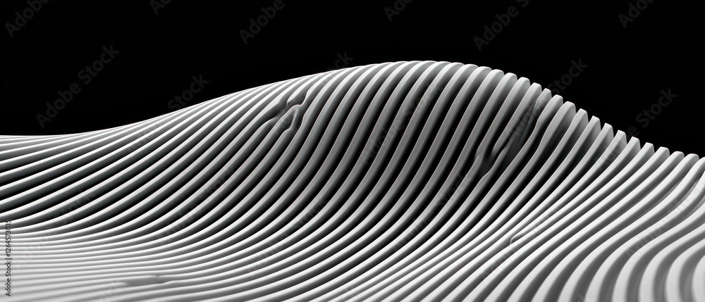 Poster abstract grayscale 3d wave pattern with smooth lines