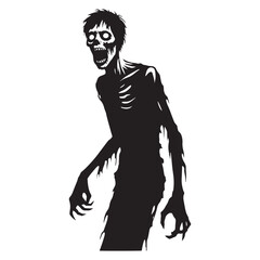 Classic horror Zombie silhouette capturing the fear of an undead apocalypse - Zombie illustration - Zombie vector - mythical creature silhouette - horror silhouette
