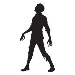 Creeping Zombie silhouette showing a slow and haunting movement - Zombie illustration - Zombie vector - mythical creature silhouette - horror silhouette
