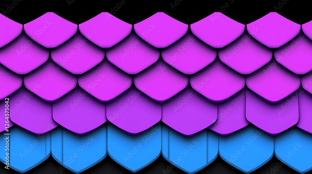 Aufkleber scale pattern gradient of hexagons in purple violet and light blue on a black gradient backdrop