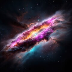 Fototapeta premium Mysterious galactic cluster showcases densely packed glowing stars and vibrant nebulae in the deep cosmic void