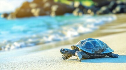 Turtle on Tropical Beach