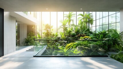 Modern Interior Design with Lush Tropical Indoor Garden