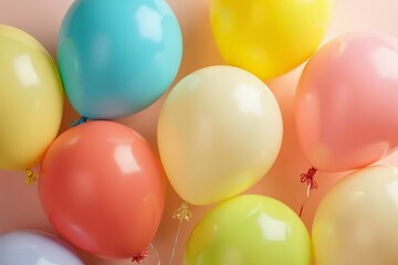 Colorful Balloons in Dynamic Arrangement, Symbolizing Joy and Creativity