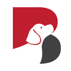 Initial Letter B Pet Logo Concept With Dog Head Symbol Vector Template