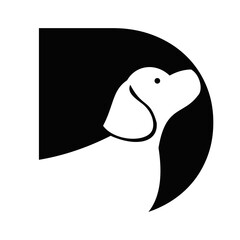 Initial Letter D Pet Logo Concept With Dog Head Symbol Vector Template