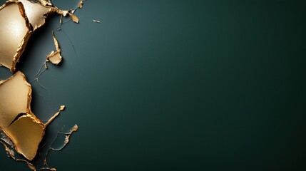 Elegant deep jade green wallpaper with golden highlights offers a luxurious atmosphere and artistic appeal for modern interiors