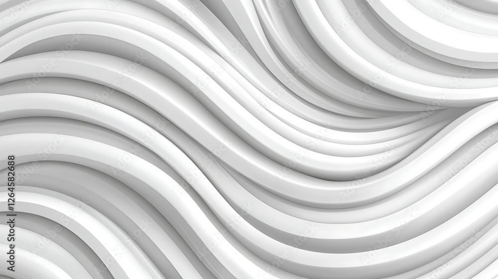 Aufkleber serpentine waves abstract design of undulating white bands background subtle depth and light play