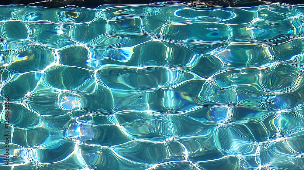Poster shimmering reflections on water surface dynamic turquoise aqua pool sparkling texture abstract