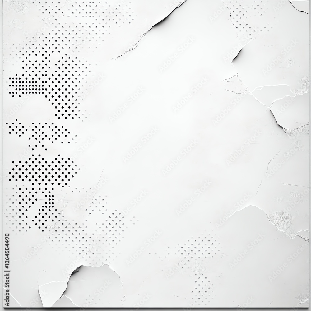Aufkleber abstract textured white surface with dot pattern and torn paper effect, artistic minimalist design b