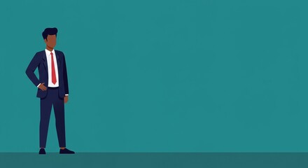 Obraz premium Professional Businessman Illustration on Blue Background for Corporate Design and Presentations