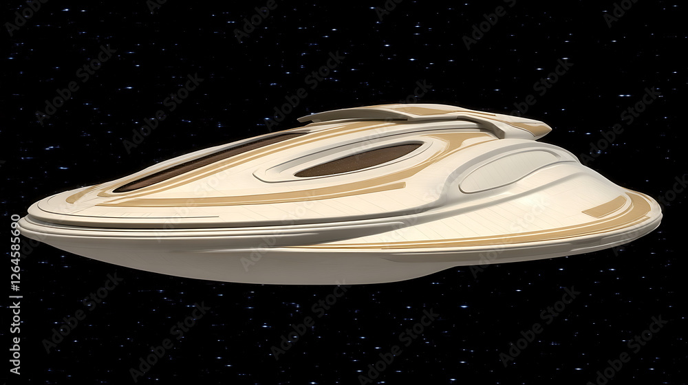 Poster sleek futuristic spaceship design illustration in open space with interstellar travel capability